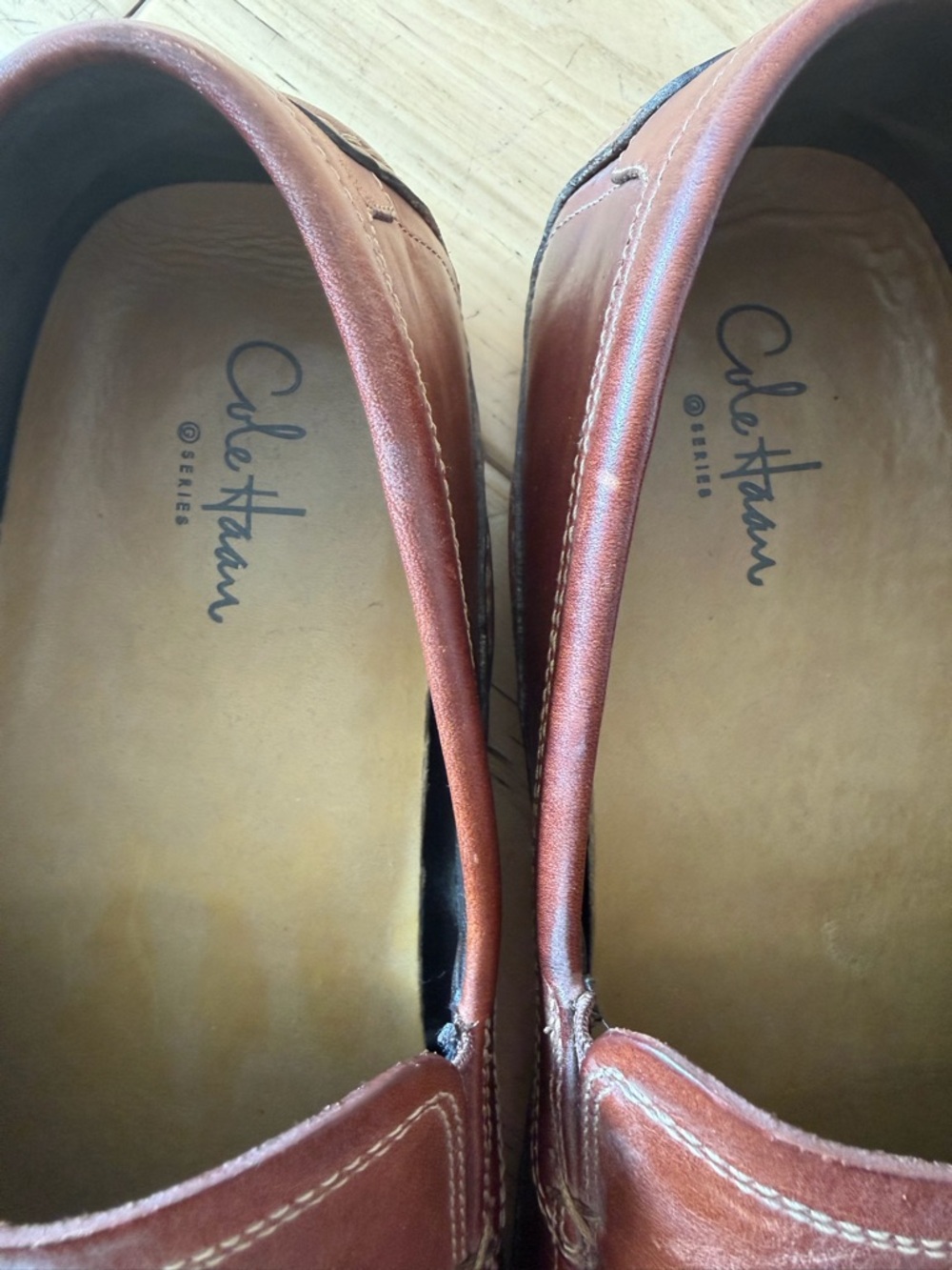 Cole Haan Men's Chestnut Brown Leather Slip-On Loafers - Picture 3 of 7